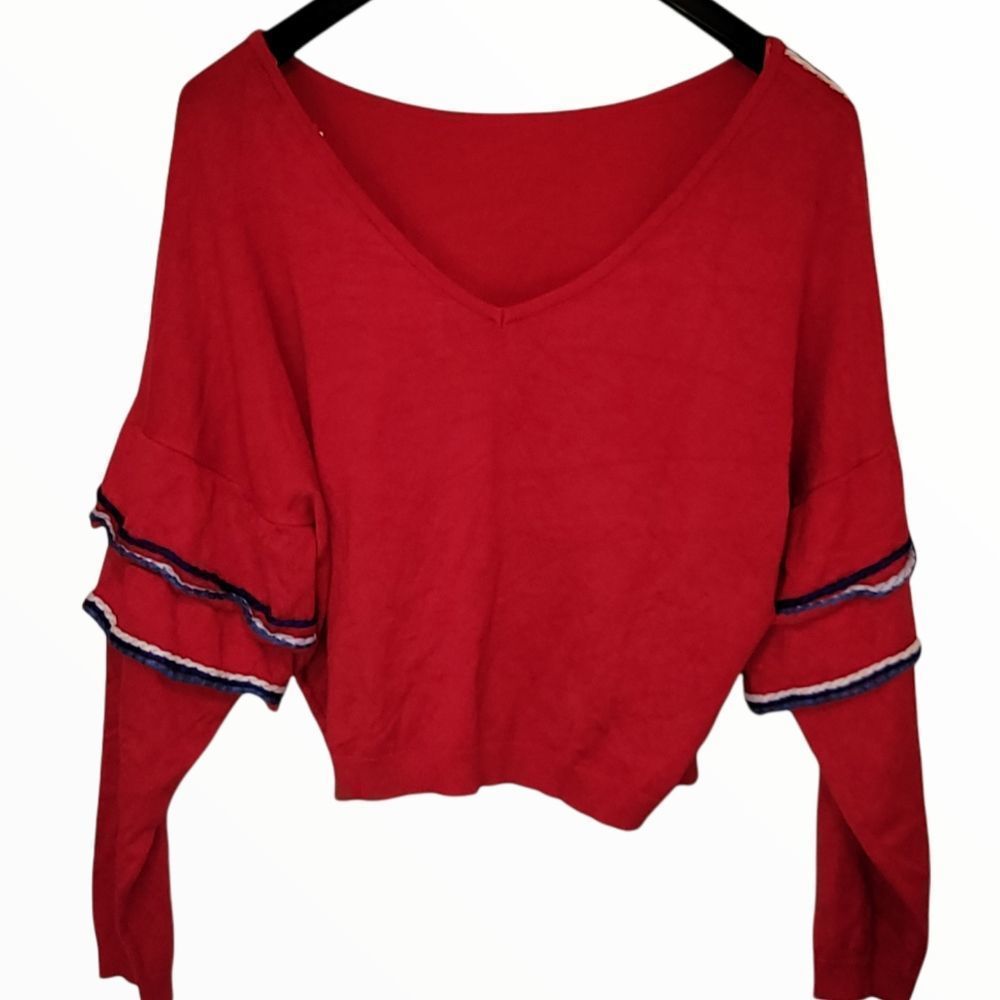 Love by Design Red Slouchy Sweater Blouse Size Large